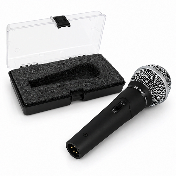 Microfone Dinâmico Cardioide unidirecional Le Son LS-50 com Cabo XLR 3 metros cor preto