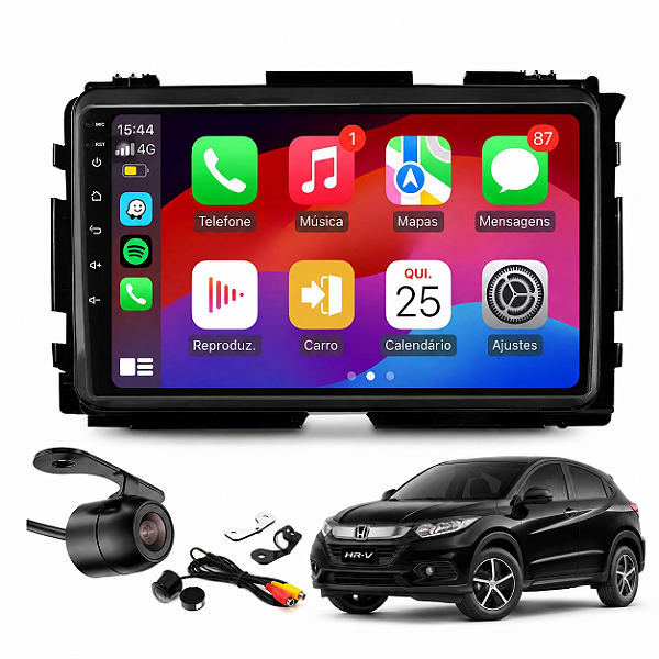 Kit Multimidia Hrv 2015 até 2021 9 Polegadas Carplay E Android Auto 2gb+32gb