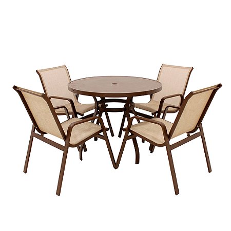 Conjunto de mesa Lótus Tampo Liso com 4 Poltronas