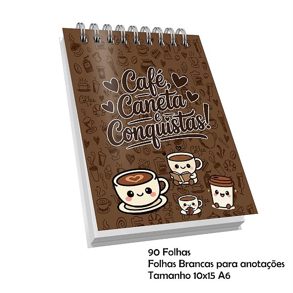 Bloquinho c/90 Folhas Brancas - Jaleco - Capa Dura Anotações - Lembrancinhas Tamanho A6 - Cafezinho
