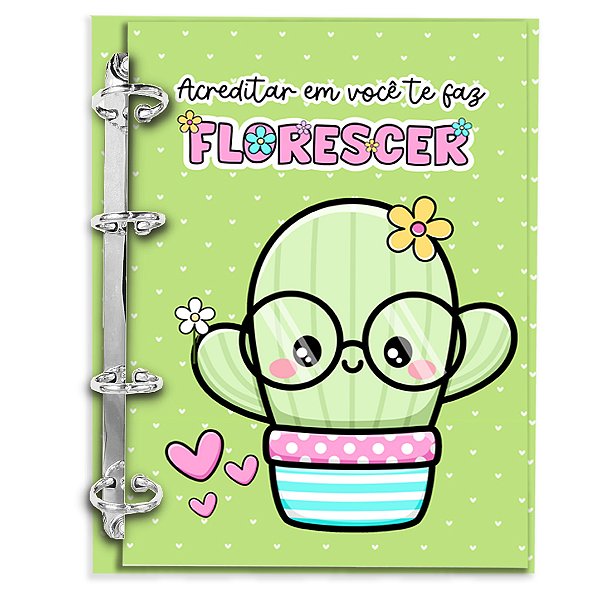 Fichário Cacto– Colegial 80 folhas | Miolo 90g (pautado/quad/pontilhado)