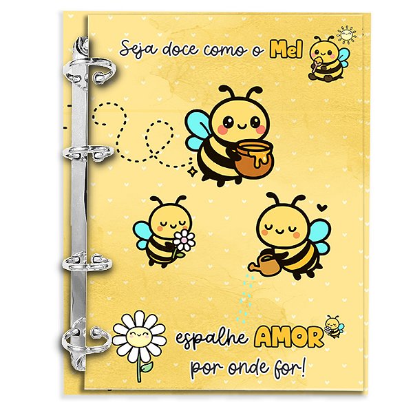 Fichário Abelha Colegial 80 folhas | Miolo 90g (pautado/quad/pontilhado)