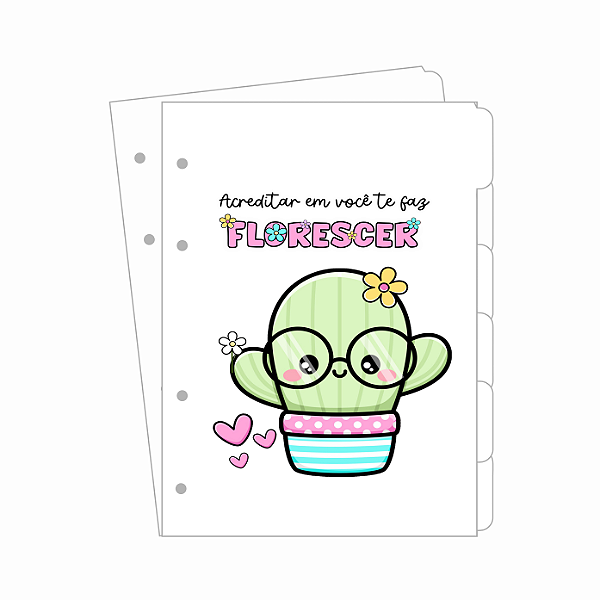 Divisórias Tamanho Colegial Cacto - 17,7x24cm Papel 180G