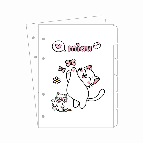 Divisórias Tamanho Colegial Gatinha - 17,7x24cm Papel 180G