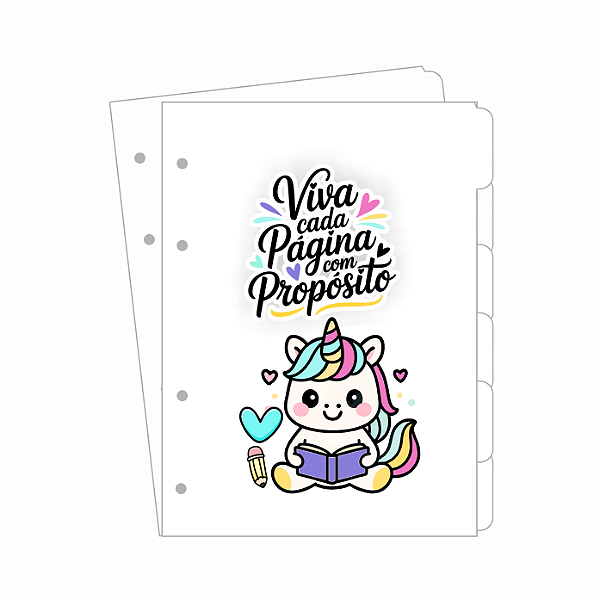Divisórias Tamanho Colegial Unicórnio - 17,7x24cm Papel 180G