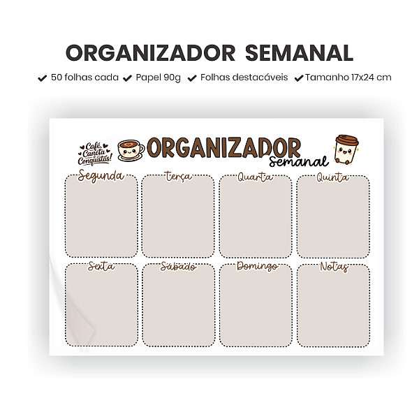 Organizador Semanal - Cafezinho
