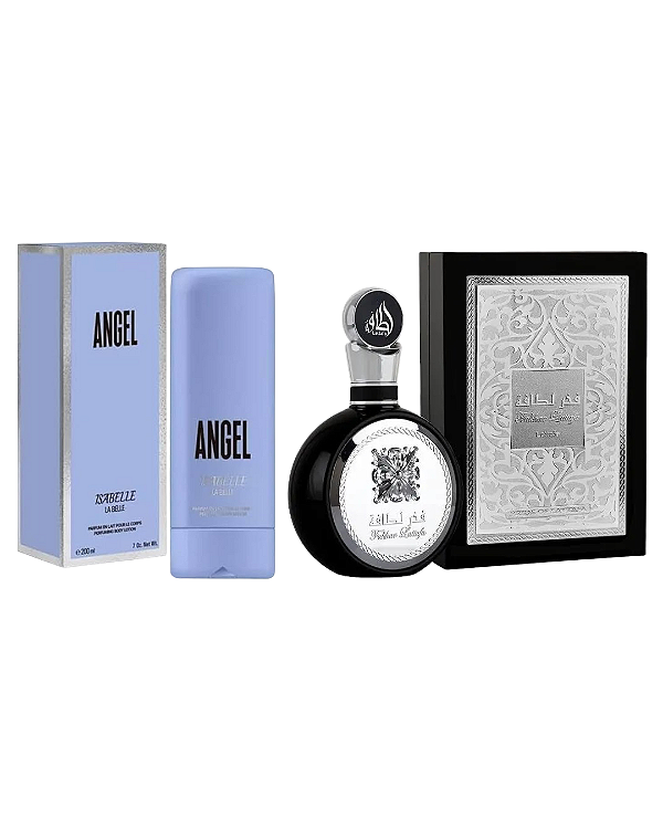 Combo Fakhar Black Eau de Parfum 100ml + Hidratante Angel Isabelle 200ml - Masculino