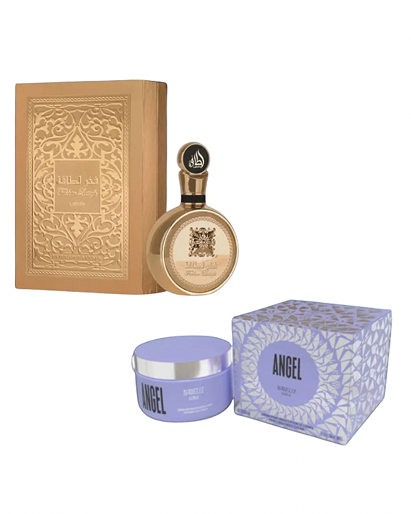 Combo Fakhar Gold Extrait Eau de Parfum Lattafa - 100ml + Pasta Angel Isabelle Extra concentrada - 200g