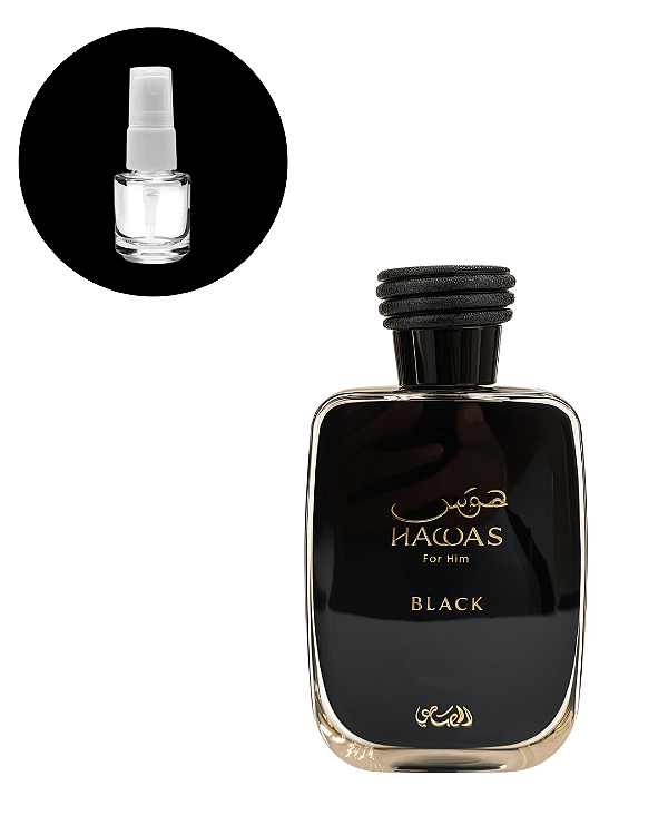 Hawas Black Rasasi Eau de Parfum - 5ml FRACIONADO - Masculino