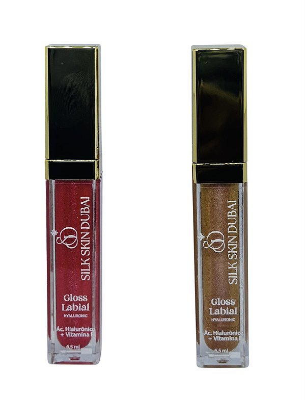 2 Gloss Labial Hyaluronic Shine Morango e Shine Nude (6,5 ml) com Luz de Led