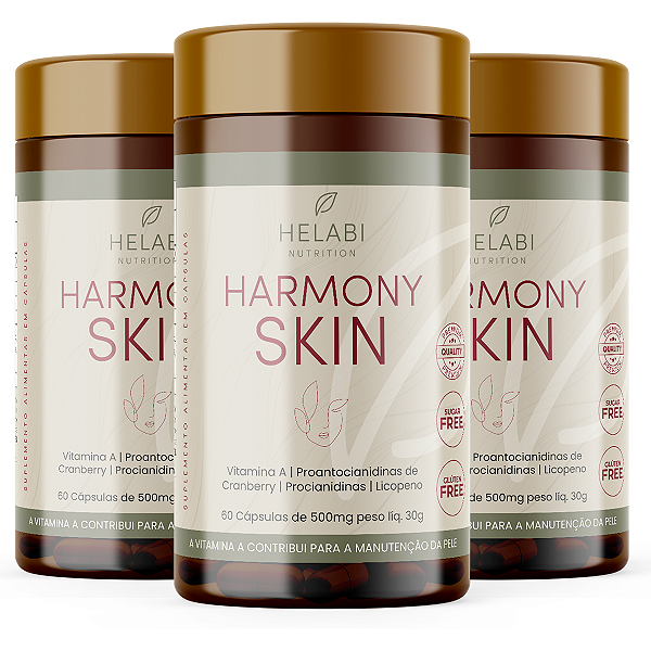 Tratamento para 3 meses: HarmonySkin 60 Cápsulas - Pinus Pinaster + Licopeno+ Cranberry + Vitamina A