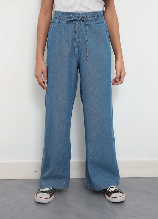 Calça Pantalona Wide Leg Infantojuvenil Jeans Feminina MMS Store