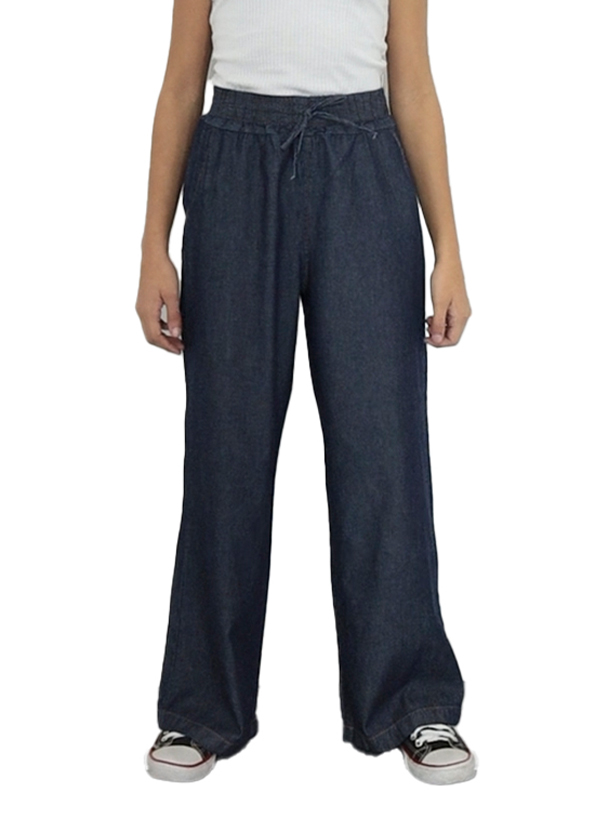 Calça Pantalona Wide Leg Escura Infantojuvenil com Elástico MMS Store