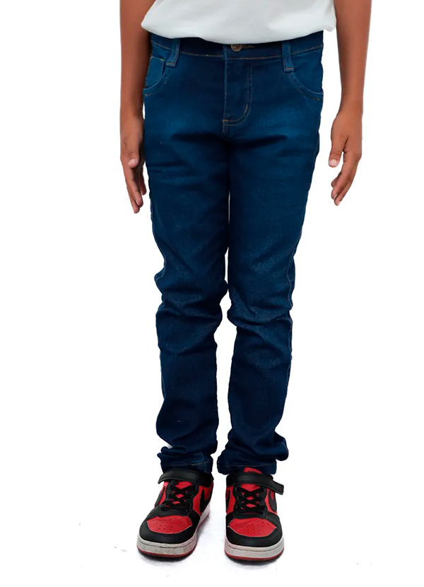 Calça Skinny Masculina Jeans Juvenil Azul com Elastano MMS STORE
