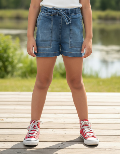 Shorts Menina Infantil Juvenil Elástico Cintura Com Elastano