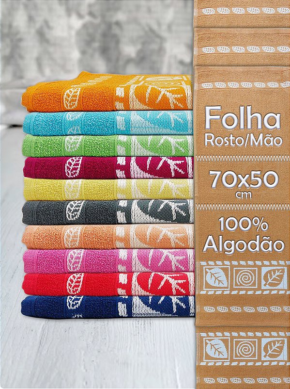 Toalha de Rosto 100% Algodão Bordada 70x50cm | Escolha Sua Cor