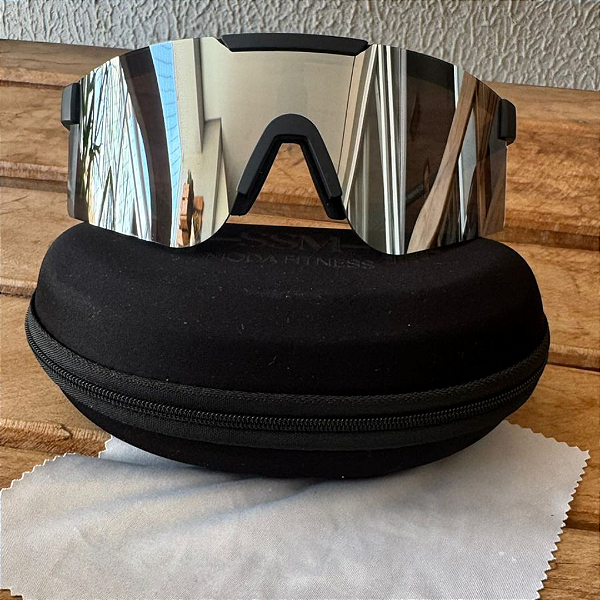 Óculos de Sol SSM Mask Preto com Prata Espelhado (Unissex)