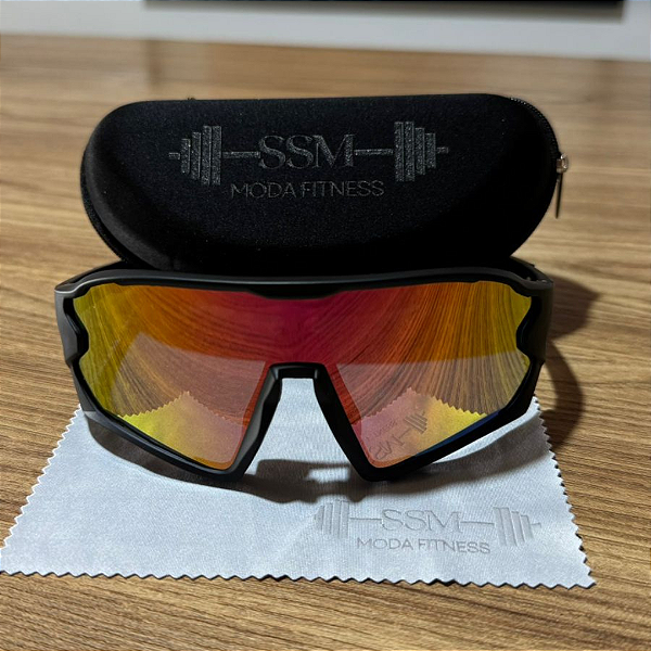 Óculos de Sol SSM Mask Preto com Rosa Camaleão Espelhado (Unissex)