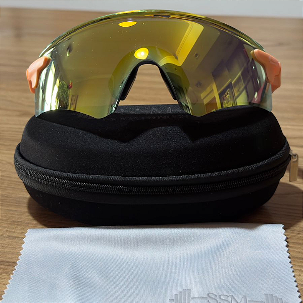 Óculos de Sol SSM Mask Conection Rosê com Dourado Espelhado (Unissex)