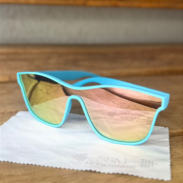 ÓCULOS DE SOL RUNNER AZUL COM ROSA