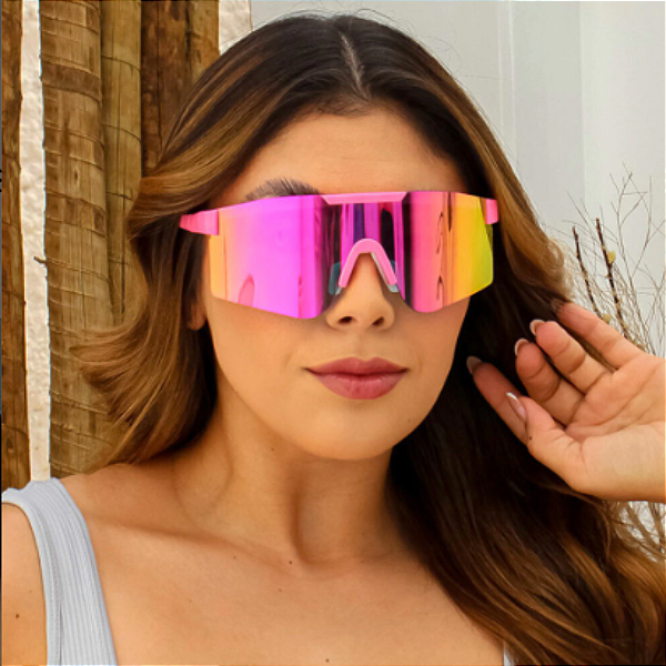 ÓCULOS DE SOL MASK ROSA COM ROSA ESPELHADO