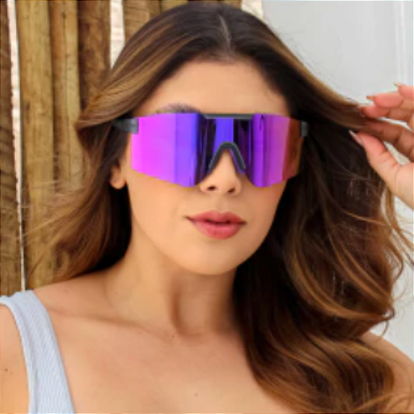 ÓCULOS DE SOL MASK CINZA COM ROXO ESPELHADO