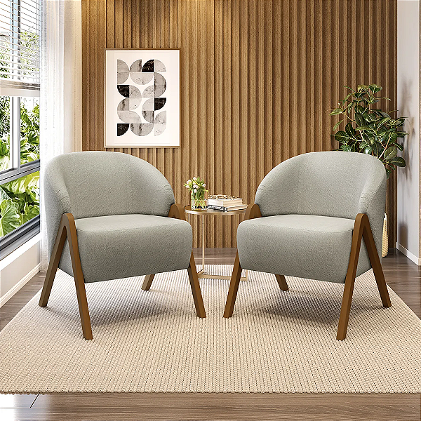 Poltrona Decorativa Mozart Sofisticação e Conforto Em Flamê Cor Gelo