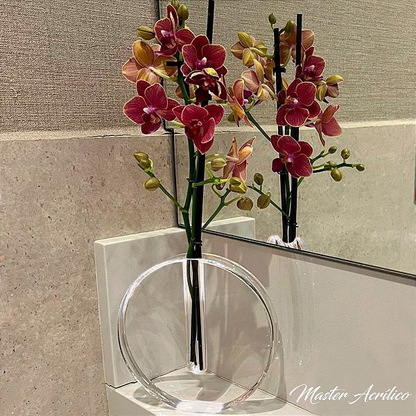 Vaso solitário de acrilico redondo 15x15x3cm