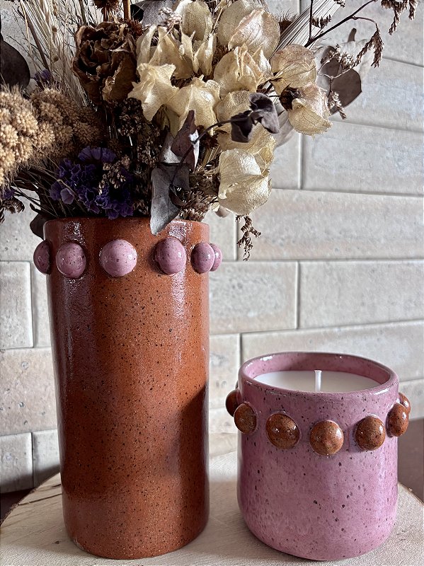 Vaso cerâmica Balls Rosa e Laranja