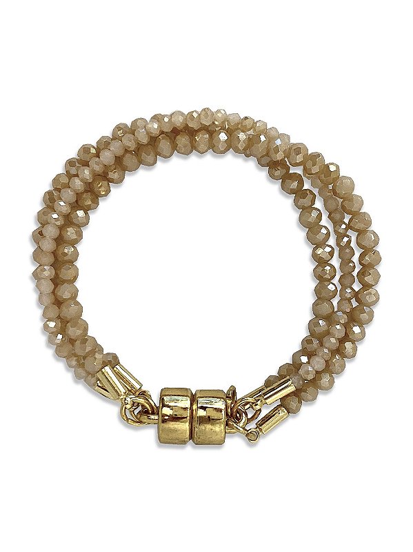 Pulseira Mini Cristais Bege