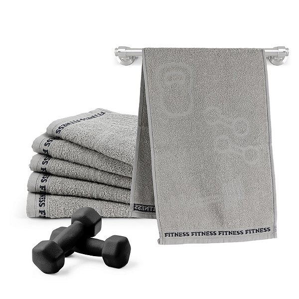 KIT TOALHA FITNESS 6 PEÇAS - Cor:Grafite