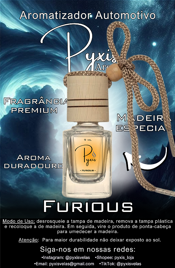 Aromatizador Automotivo Premium | Furious | 9 Ml | Perfume de Carro | Sauvage