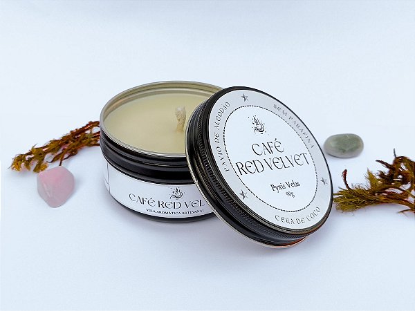 Vela Aromática | Café e Red Velvet | Lata | Cera Vegetal | Pavio de Algodão