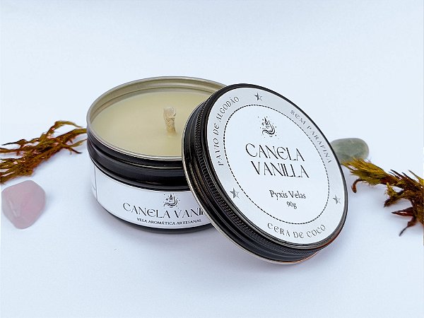 Vela Aromática | Canela e Vanilla | Lata | Cera Vegetal | Pavio de Algodão