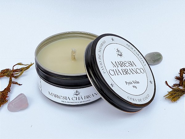 Vela Aromática | Maresia e Chá Branco | Lata | Cera Vegetal | Pavio de Algodão