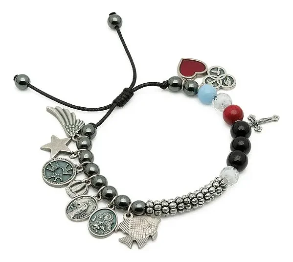 Pulseira História Passos De Jesus C/ Folheto Explicativo Preto