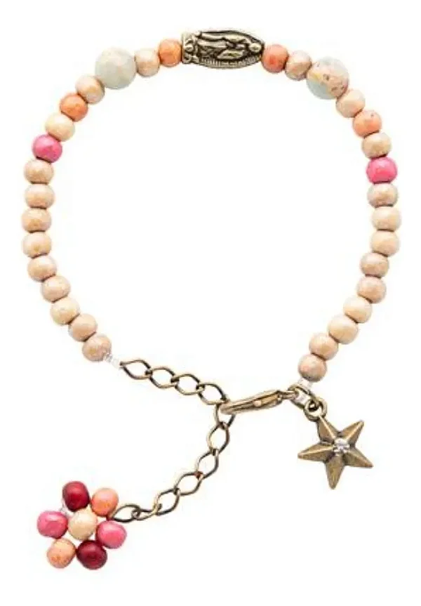 Pulseira Nossa Senhora De Guadalupe Mariana Madeira 4mm Colorida