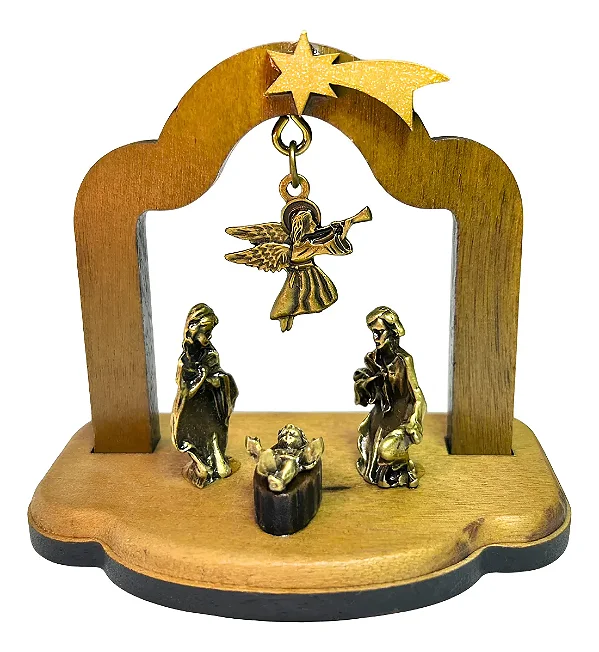 Presépio Natal Madeira E Metal Pequeno