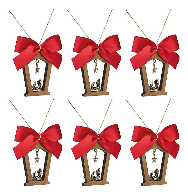 Kit 6 Unid Adorno Enfeite De Pendurar Natal Sagrada Família