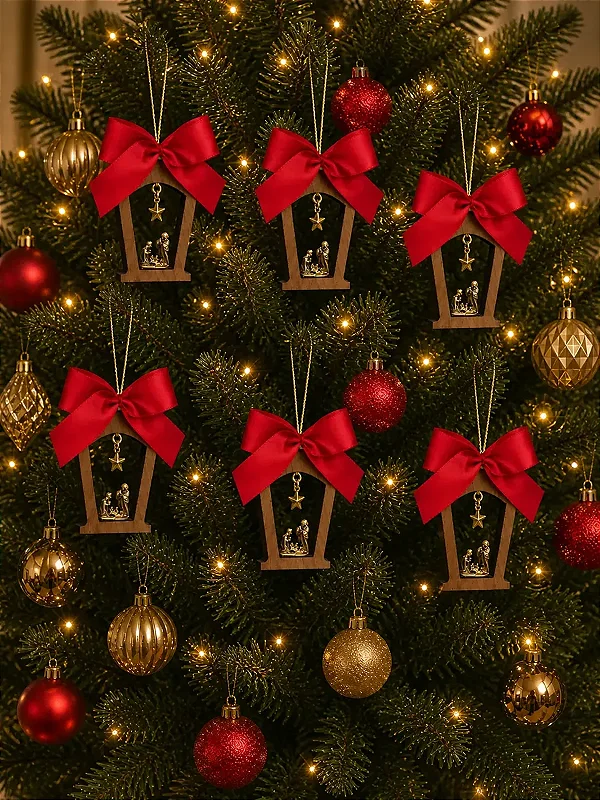 Kit 6 Unid Adorno Enfeite De Pendurar Natal Sagrada Família