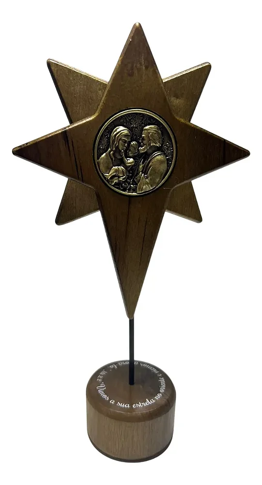 Estrela De Belém Madeira Mesa Parede Sagrada Família Natal