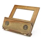 Suporte Porta Bíblia Medalha De São Bento Com Gaveta Madeira Marrom-claro