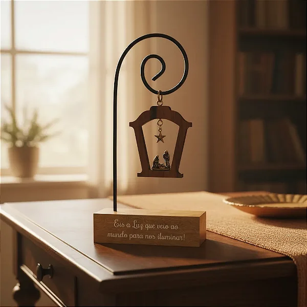 Adorno De Mesa Madeira Jesus Luz Do Mundo Sagrada Familia