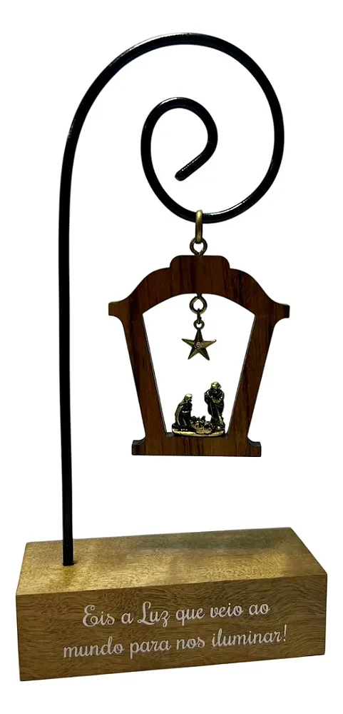 Adorno De Mesa Madeira Jesus Luz Do Mundo Sagrada Familia