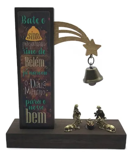 Presepio Natal Em Madeira Decoração De Mesa Bate O Sino
