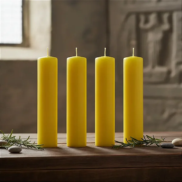Vela Para Altar Lisa 7x30 Cm Amarela - 4 Unidades