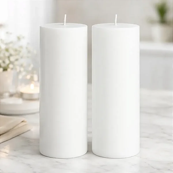 Vela Para Altar Lisa 7x20 Cm Branca - 2 Unidades