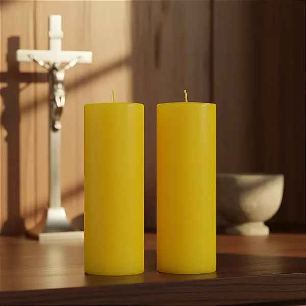 Vela Para Altar Lisa 7x20 Cm Branca Ou Amarela - 2 Unidades