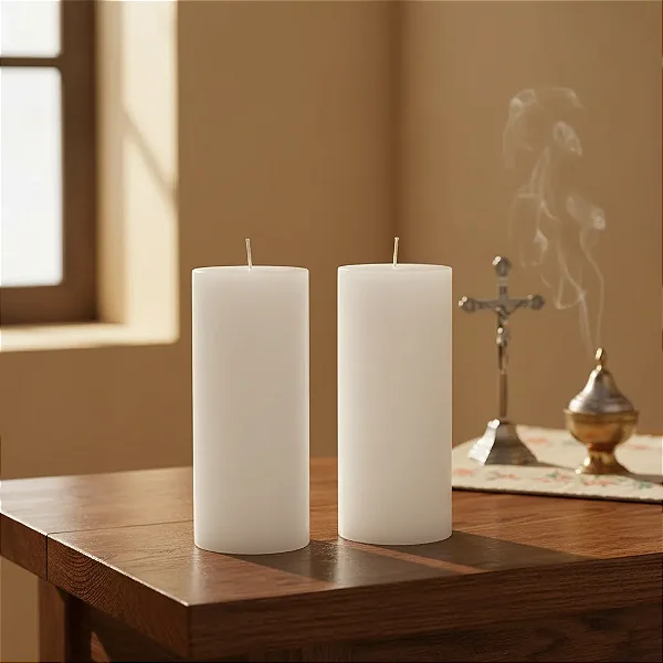 Vela Para Altar Lisa 7x15 Cm Branca - 2 Unidades