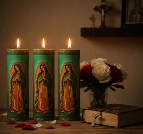 Vela Votiva 272g Nossa Senhora De Guadalupe - 03 Unidades